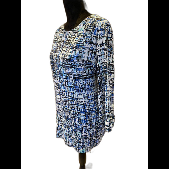 Croft & Barrow Blouse  Plus Size ? 1X or 2X Blue Black Pattern Casual  Top - Picture 3 of 10